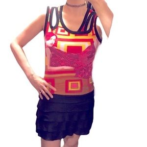 PROFILE Pin-up cut outs tiered sweater dress pink black S